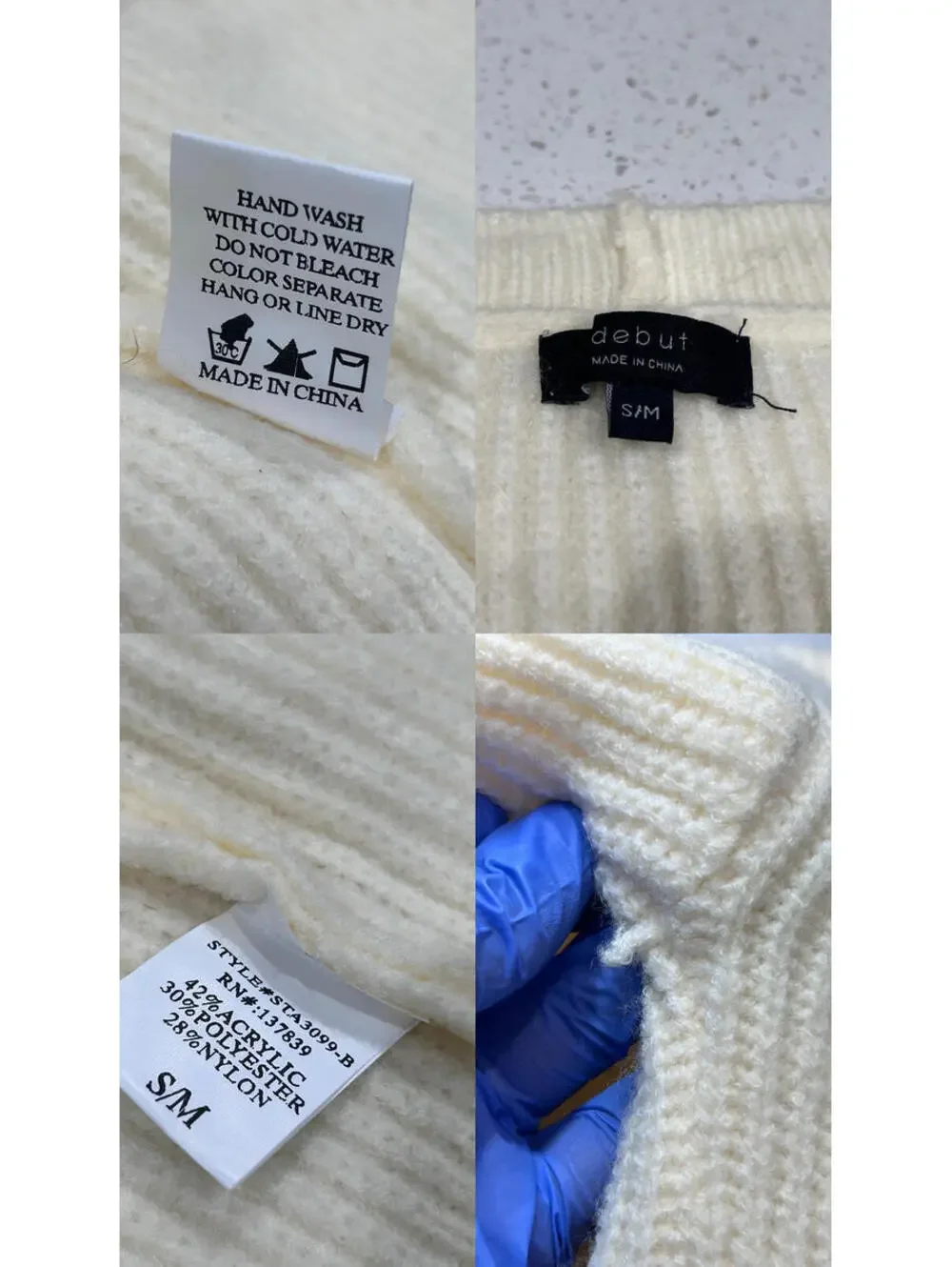Debut Cream Button-Down Cardigan - Ribbon Bow Accents - Size S/M - Cottagecore - Picture 7 of 8